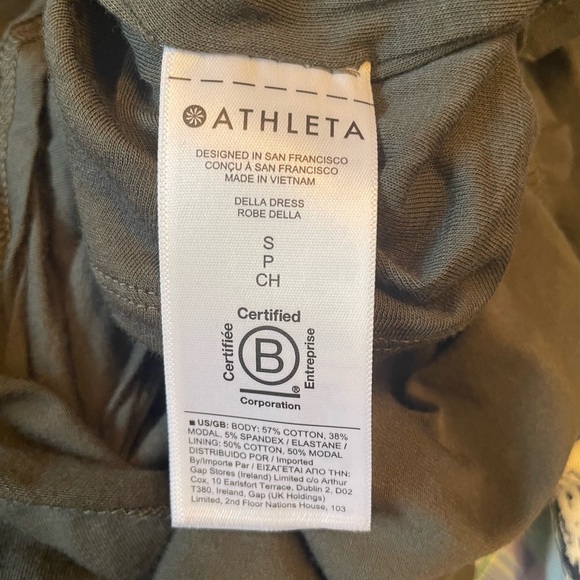 Athleta Della Tank Ruched Waist Dress Tuscan Olive Green Size S Stretch Casual - Picture 3 of 11